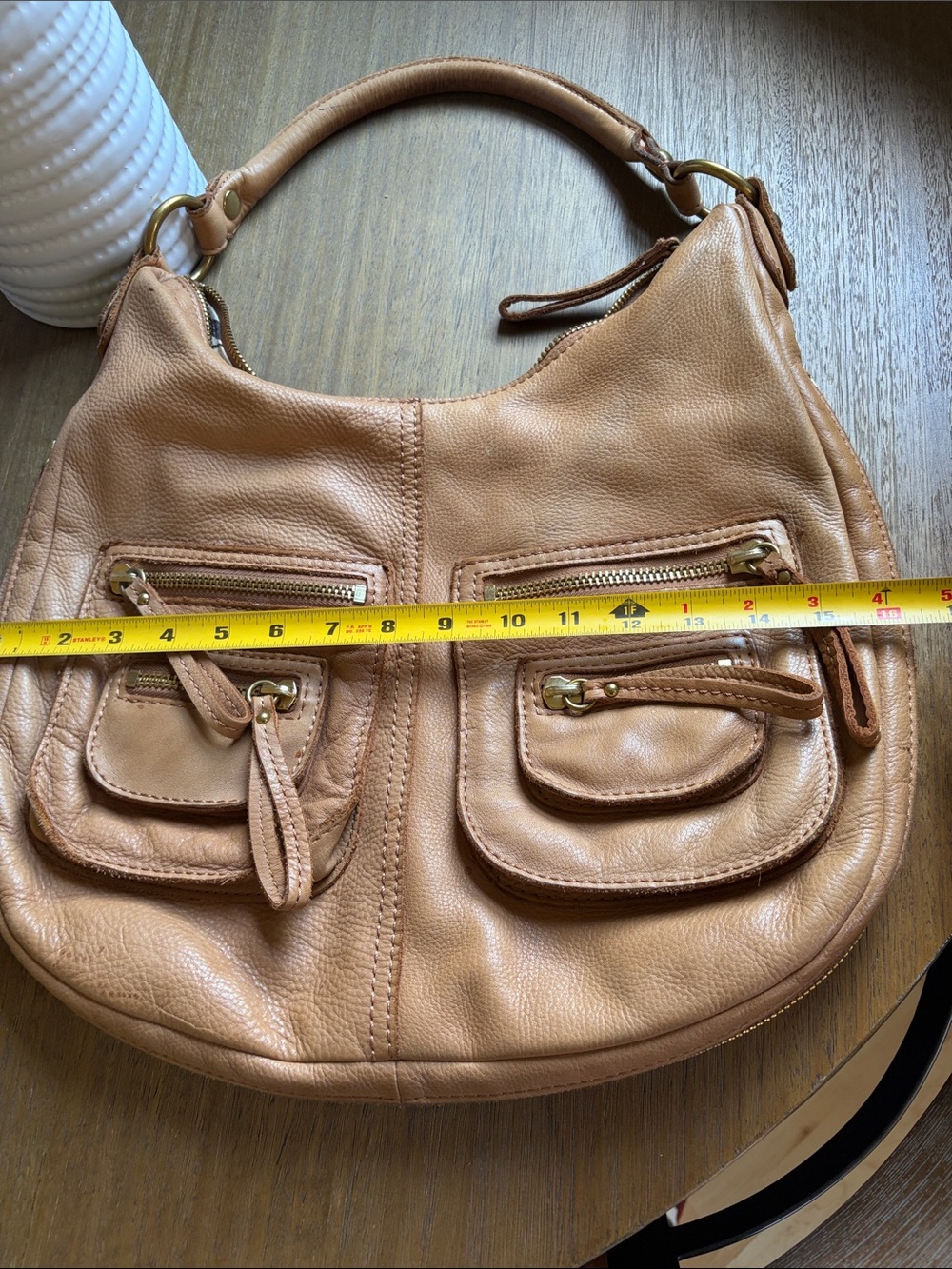 Linea Pelle Dylan Tan Hobo Leather Handbag Purse - Picture 8 of 12